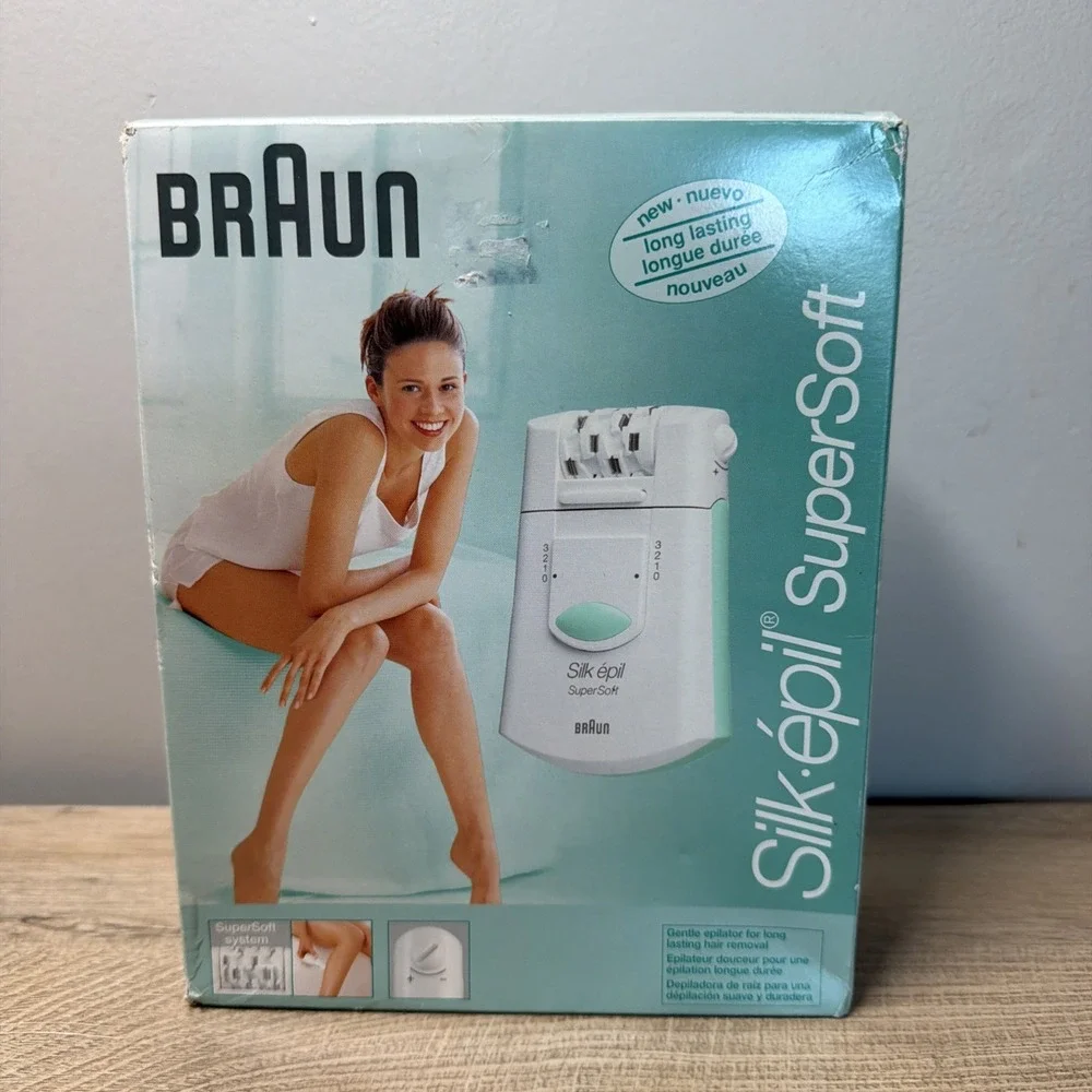 Vintage Braun Silk Epil SuperSoft Epilator Hair Removal System Y2K Original Box